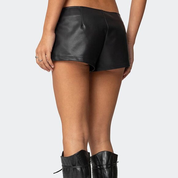 EUC Edikted Studded Faux Leather Micro Shorts - Picture 5 of 7